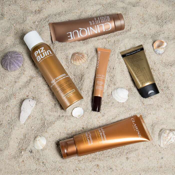 Oblíbené značky samoopalovací kosmetiky: St. Tropez, Piz Buin, Clinique, Clarins, Lancaster
